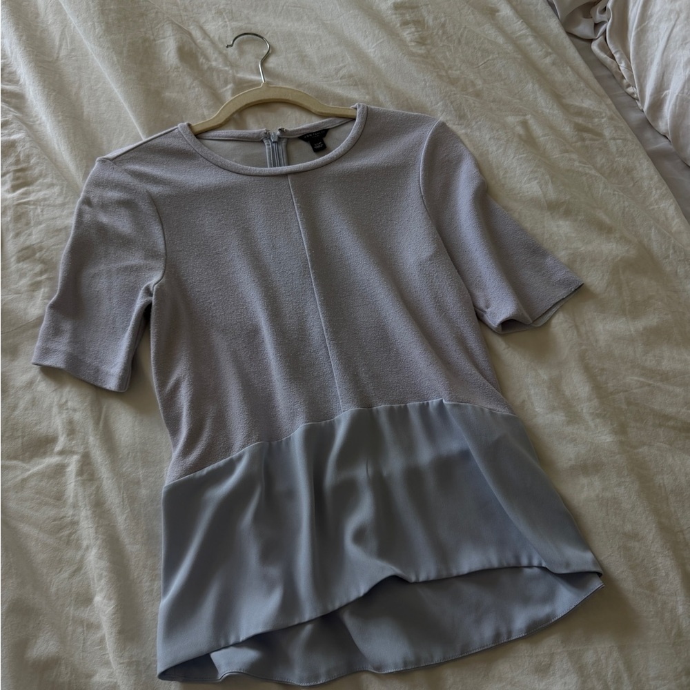 Ann Taylor Light Lilac Two-Tone Peplum Top - Women